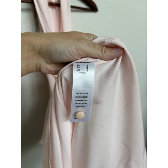 NWT ASOS pink drapy halter neck dress sheer flowy feminine cocktail 2 midi chic - Picture 6 of 7